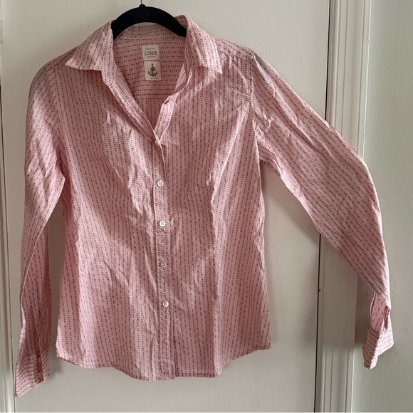 J. Crew Tops - J. Crew Pink Patterned Button Down Shirt Size 2